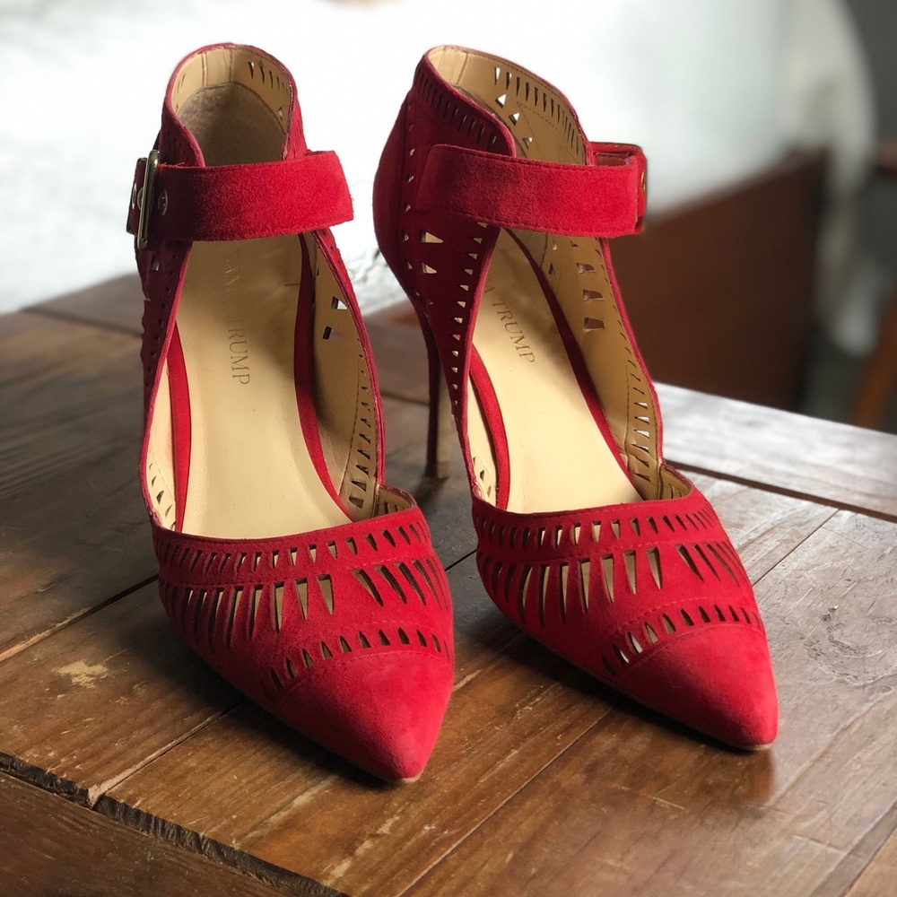 Ivanka Trump Red Suede Heels, Size 8